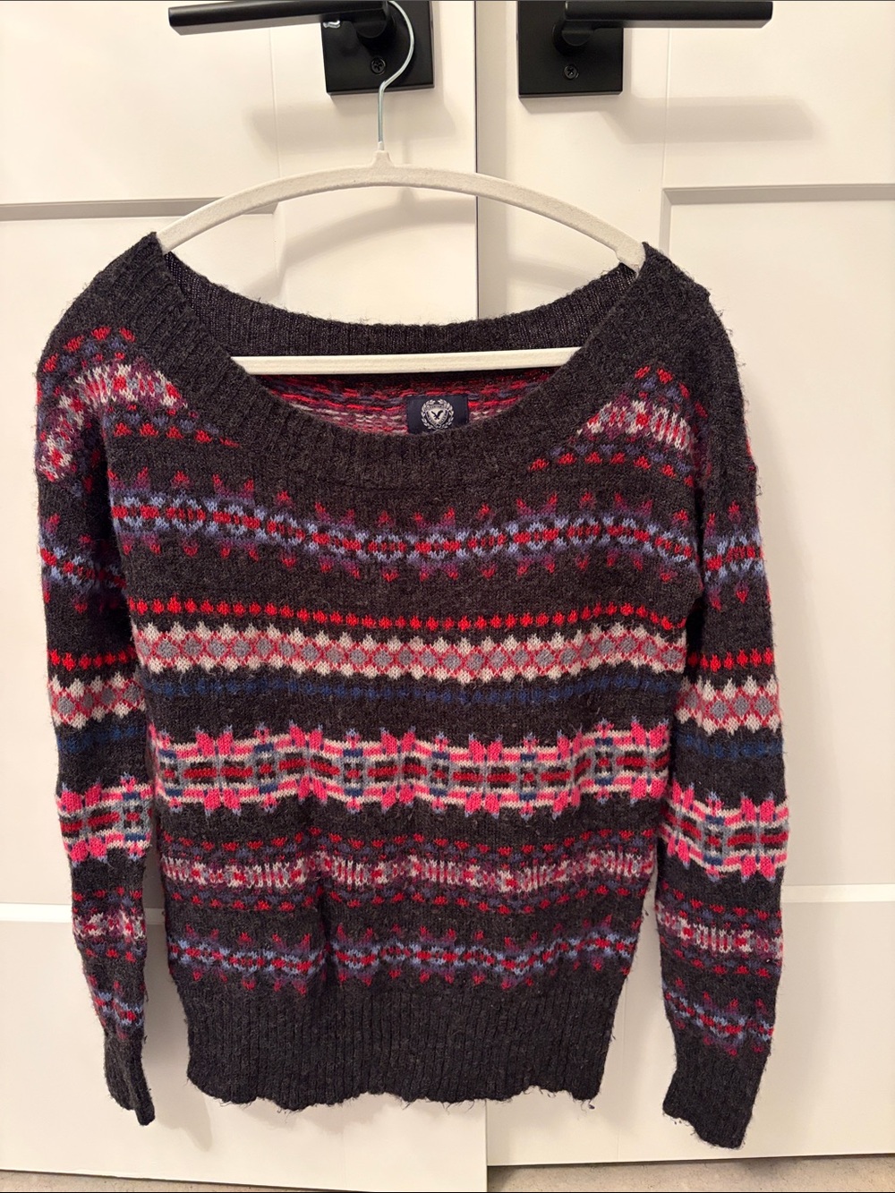 Women’s Charcoal Fair Isle Crewneck Sweater - American eagle